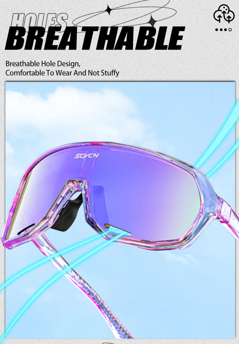 SCVCN New Outdoor Cycling Glasses Bike Sunglasses Men UV400 Eyewear Sports MTB Goggles Bicycle Women Riding Hiking Sunglasses