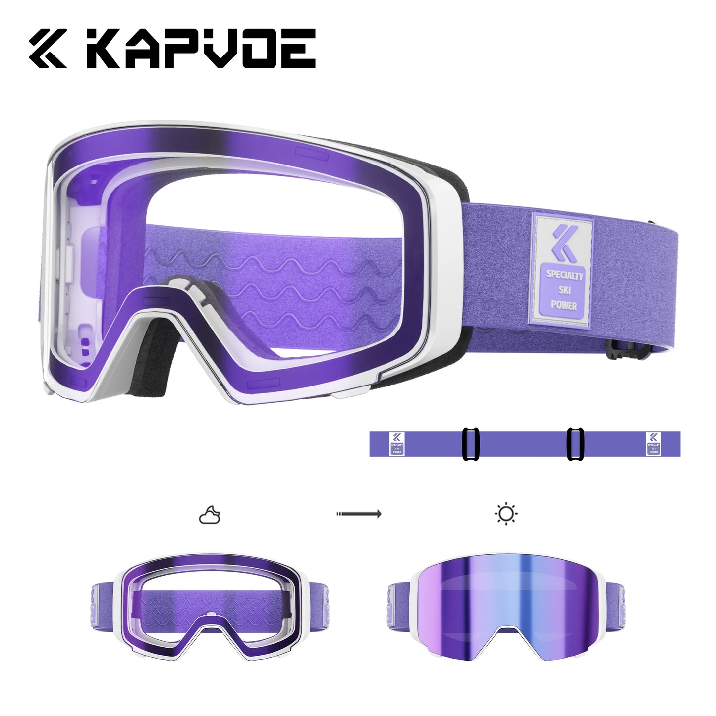 Kapvoe Men Outdoor Photochromic Snow Goggles Ski Goggles Winter Snowmobile Snowboard Anti-Fog Mask Women UV400 Sports Glasses