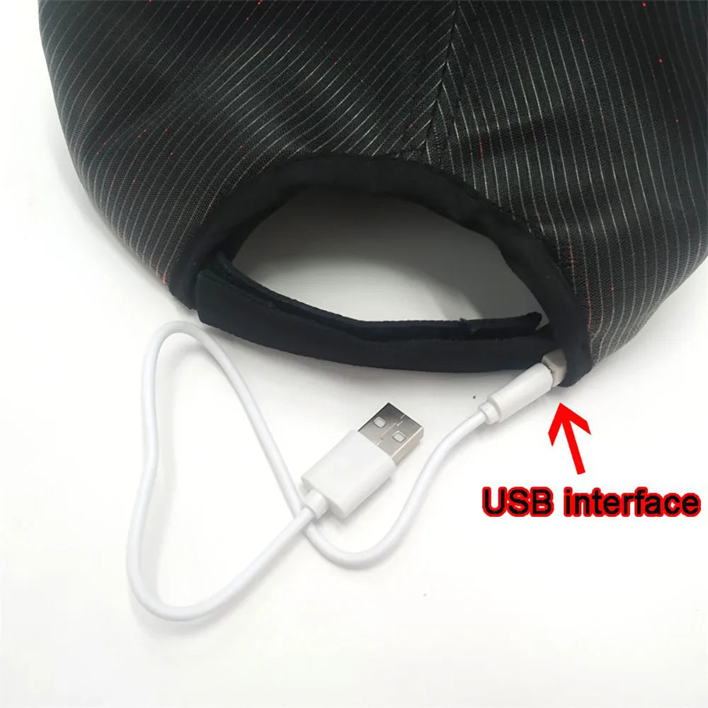 Fiber Optic Cap LED Hat with 7 Colors Luminous Glowing EDC Baseball Hats USB Charging Light Up Caps Performance Led Cap