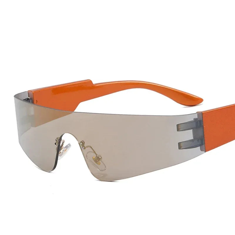 Steampunk Sunglasses for Men Women Y2K Sense of Tech None Frame Sun Glasses Men One Pieces Fashion Punk Goggle Eyewear UV400