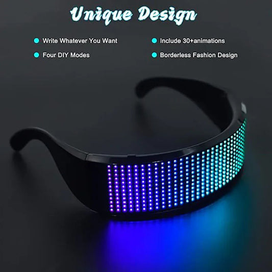 DIY Shining Electronic Futuristic Eyewear Glow The Dark Bluetooth LED Luminous Glasses Prop for Party Bar Festival Performance