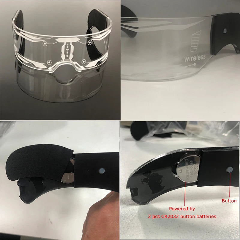 Fashion Luminous Decorative Glasses Neon Light Decoration LED Sunglasses For Nightclub DJ Dance Music Rave Costume Night