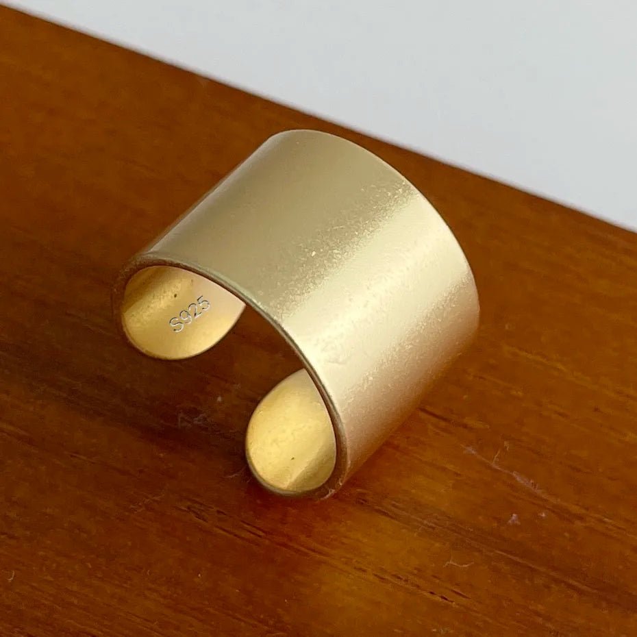 925 Sterling Silver Rings For Women Geometric Fine Jewelry Finger Adjustable Wide Sparkling Ring For Party Birthday Gift