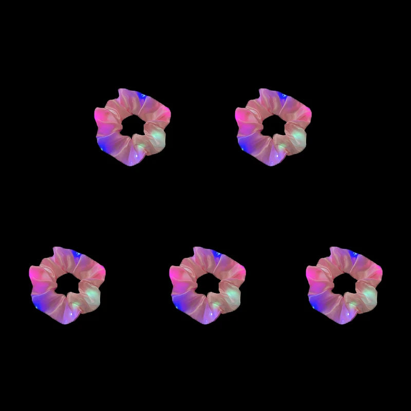 1/10 Pcs LED Luminous Scrunchies Glowing Hairband Girl Light Up Hair Scrunchy Birthday Party Headwear Supplies Hair Accessories