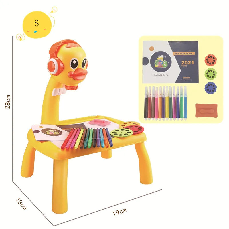 Kids LED Projector Drawing Table Toy Set Table Painting Board Desk Educational Learning Paint Tools Toys For Children