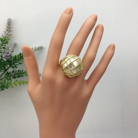 Yuminglai Fashion Big Rings for Women Gifts Daily Party Wear Jewelry Luxury Gold Plated Ring FHK14118