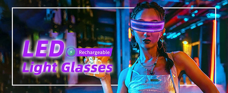 DIY Shining Electronic Futuristic Eyewear Glow The Dark Bluetooth LED Luminous Glasses Prop for Party Bar Festival Performance