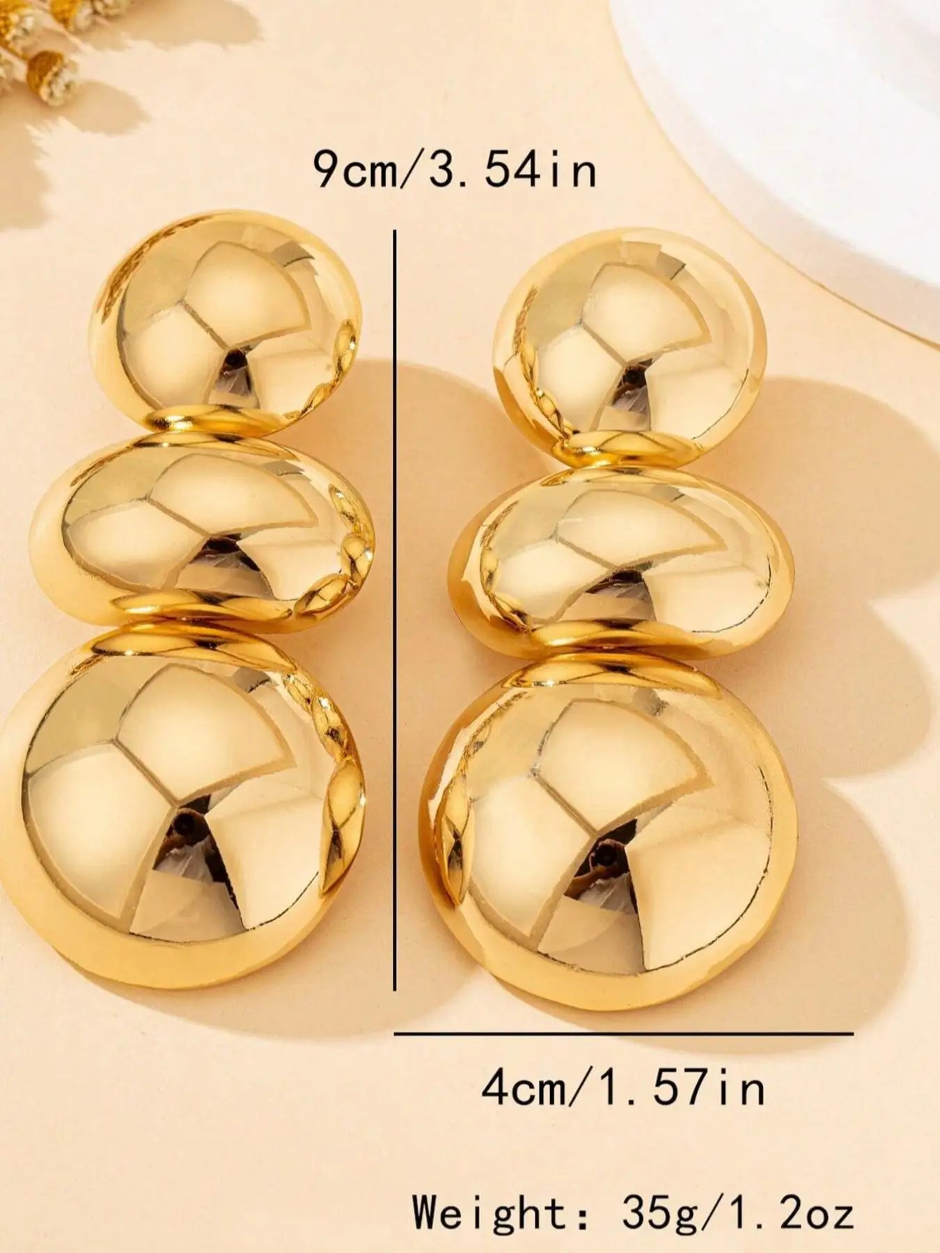 Retro Exaggerated Geometric Round Design Earrings For Women European American Style Large Earrings Party Travel Jewelry Gift