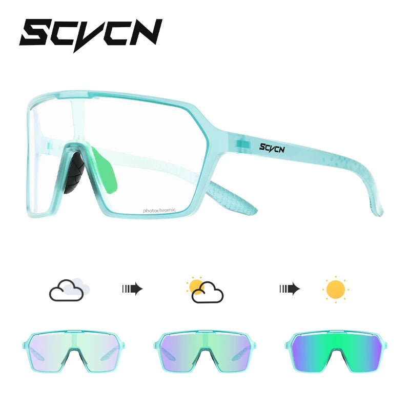 SCVCN New Photochromic Sunglasses MTB Cycling Glasses Outdoor Sports Running Drving Goggles UV400 Protection Bike Eyewear
