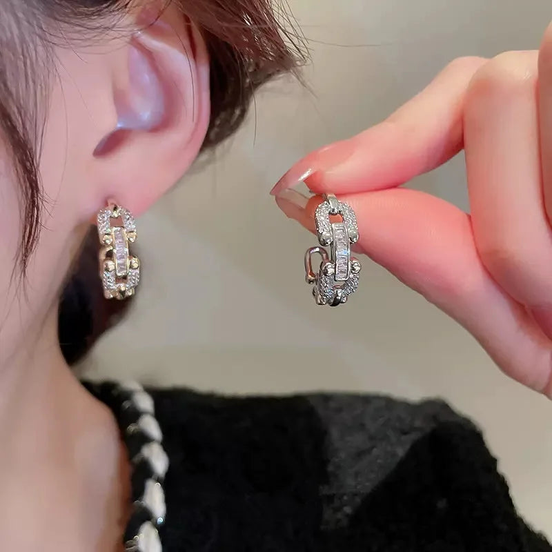 Lymphatic Slimming Magnetic Weight Loss Earrings for Women Sparkly Rhinestone Dangle Quartz Stone Lymphatic Drain Earrings