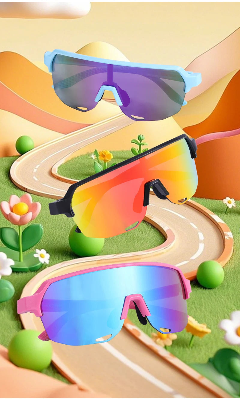 SCVCN Children Outdoor Cycling Sunglasses MTB Camping Glasses Teenager Sports Road Bike Eyewear Girls UV400 Protective Goggles