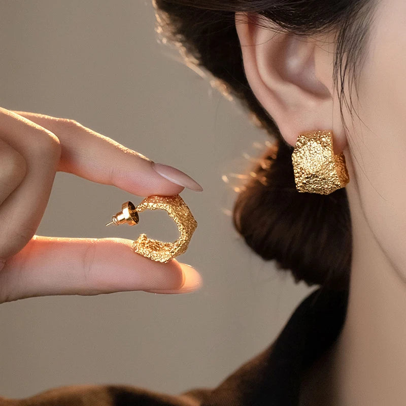 Unique Exaggerate Simple Geometric Fashion Earrings Trendy Women Jewelry Wedding Party Gifts Exquisite Accessories Elegant RG444