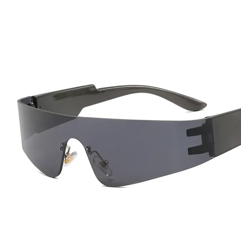 Steampunk Sunglasses for Men Women Y2K Sense of Tech None Frame Sun Glasses Men One Pieces Fashion Punk Goggle Eyewear UV400