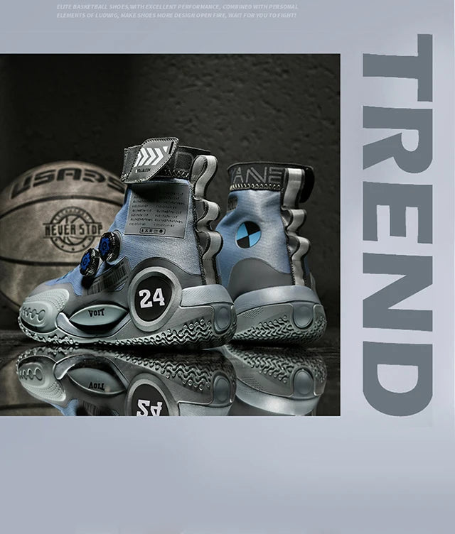 New basketball shoes male high top students wear-resistant outdoor concrete actual combat flying woven breathable combat boots