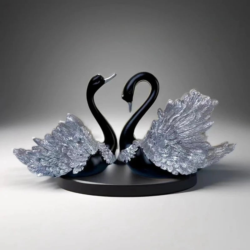 2PCS/set Couple Swan Sculpture Luxury Living Room Decor for Home Bar Cabinet TV Stand Tabletop Decoration, Multi-Scene Ornament