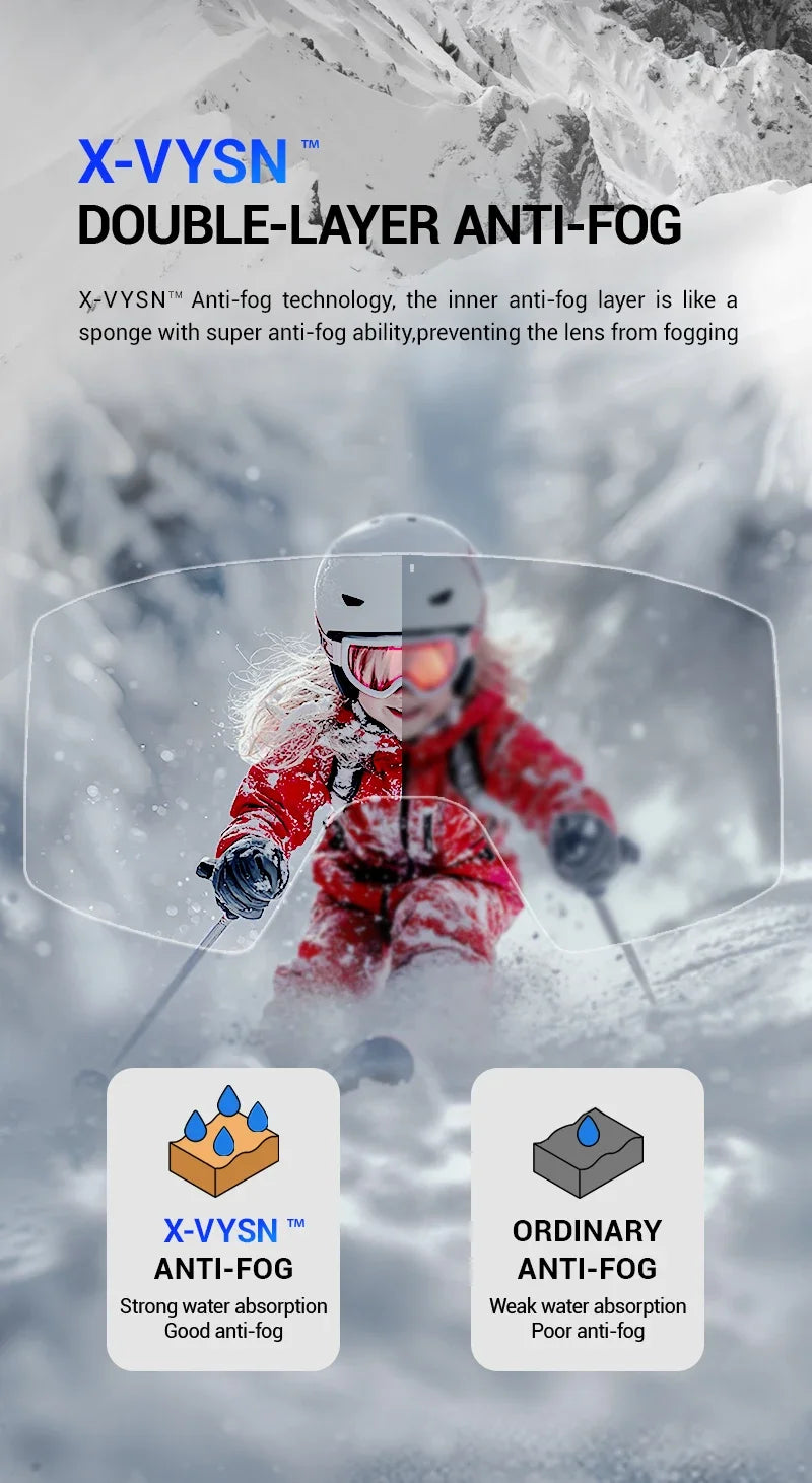 KAPVOE Kids Ski Goggles Double UV400 Kids Skiing Mask Glasses 4-15 years old Professional Anti-fog Child Snowboard Goggles