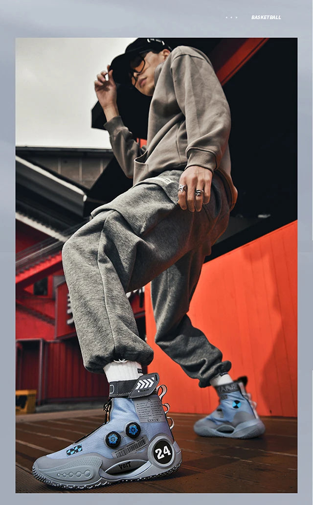 New basketball shoes male high top students wear-resistant outdoor concrete actual combat flying woven breathable combat boots