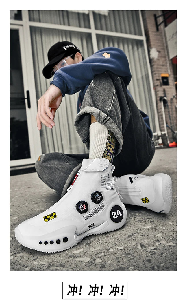 New basketball shoes male high top students wear-resistant outdoor concrete actual combat flying woven breathable combat boots