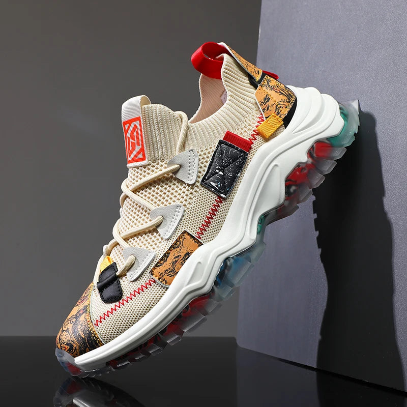 Men's Casual Sneakers Breathable Luxury Trainer Race Shoes Fashion Loafers Running Shoes for Male Comfortable Tenis