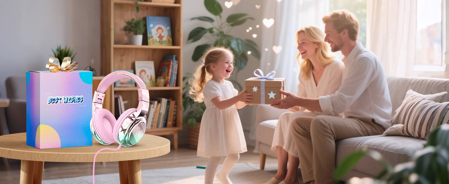 Stylish Soundproof Kids Wired Headphones For Toddler Preschool, 3.5mm Jack, 85/94dB Volume limited Headset For Travel Homeschool