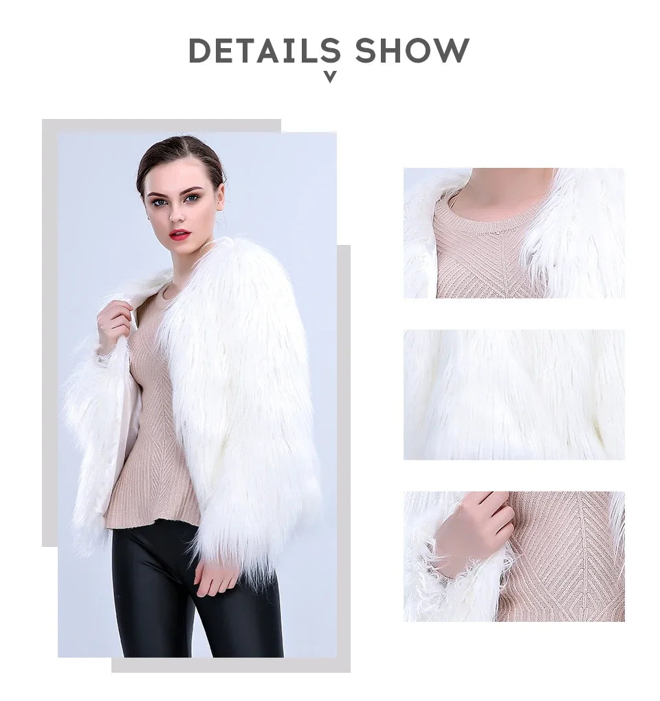 Women Faux Fur LED Light Coat Christmas Cosplay costumes Fluffy Fur jacket Outwear Winter Warm Festival Party Club Overhat