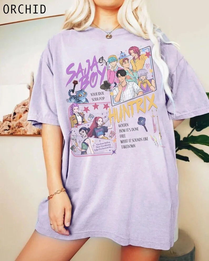 2025 Hot New Saja Boys T-shirts Boys Girls Short Sleeve T-shirt Tops Anime Kpop Demon Hunters T Shirt Gifts Children's Clothing