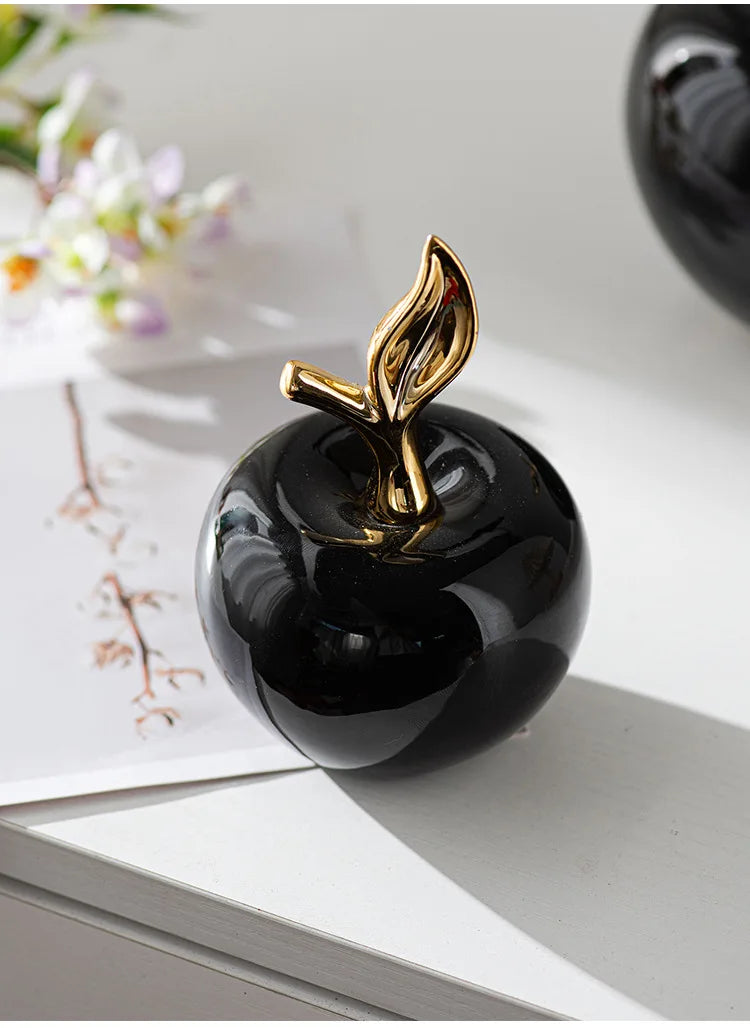 Creative Ceramic Apple Figurines Handicrafts Living Room Art White Apple Sculpture Room Home Decor Accessories Holiday Gifts