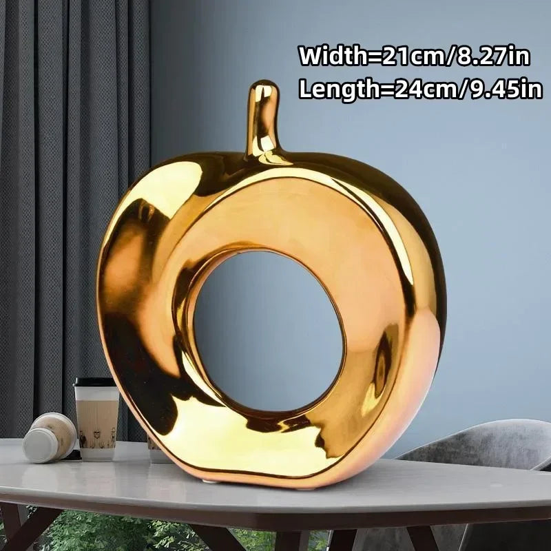 Ceramic Electroplating Ornaments Nordic Ins Cabinet Decorations Home Porcelain Deer/Swan Family Apple Shape Figurines