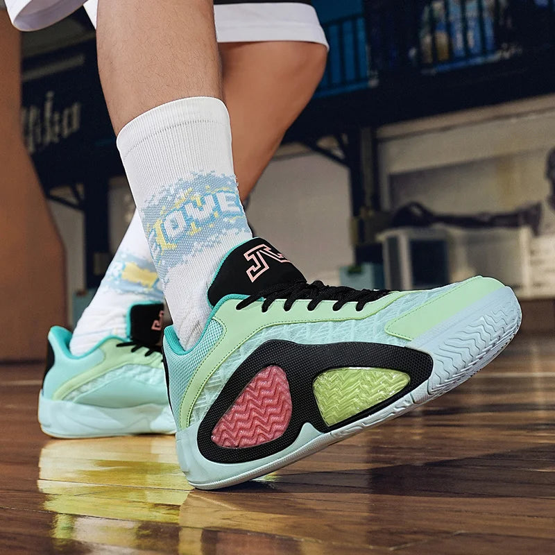 Men's Basketball Shoes Breathable Cushioning Non-Slip Wearable Runing Shoes Gym Training Athletic Basketball Sneakers for Women