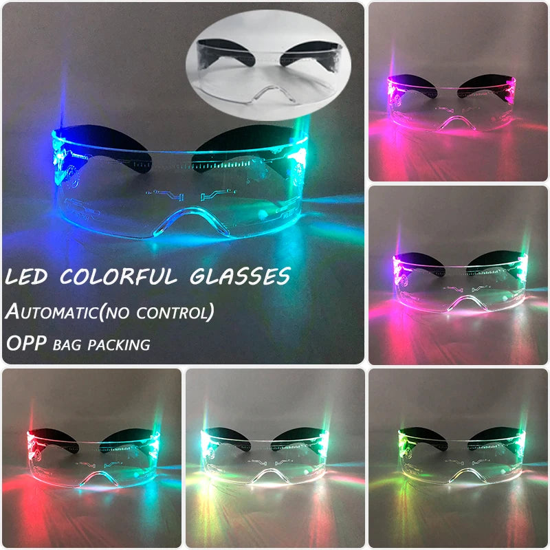 Fashion Luminous Decorative Glasses Neon Light Decoration LED Sunglasses For Nightclub DJ Dance Music Rave Costume Night