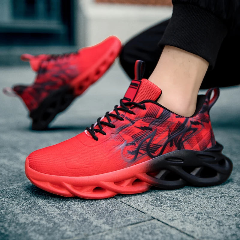 Men Running Shoes Mesh Breathable Flat Cushioning Soft Comfortable Sneakers Outdoor Gym Trendy Casual Jogging Shoes for Men