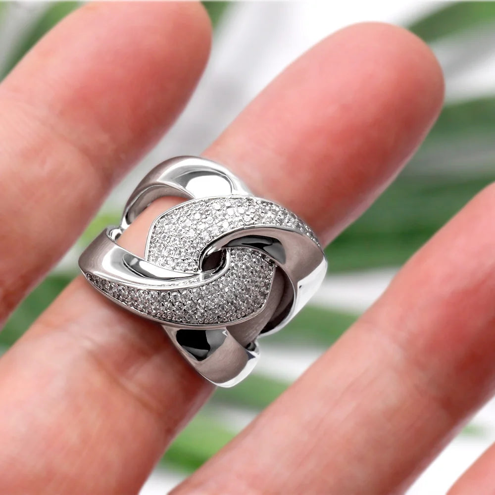 Bride Talk Frosted Finger Ring Cross Line Cubic Zirconia Steel Emery Women Fashion Ring Pretty Bridal Jewelry Accessories