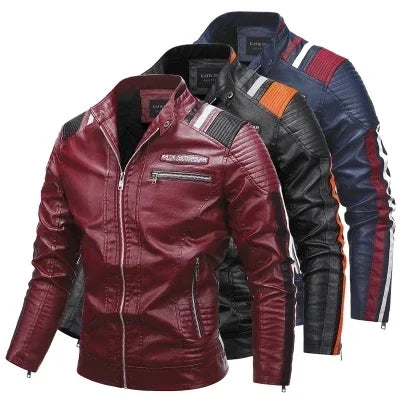 Men's Punk Style Jacket PU Leather Jacket Men Fashion Clothing Autumn Coat Men Motorcycle Jacket Artificial Leather High Quality