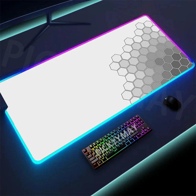 Geometry Large RGB Gamer Mousepad 40x90cm Mouse Mat Gaming Mousepads LED Keyboard Mats Luminous Desk Pads Mouse Pad For PC