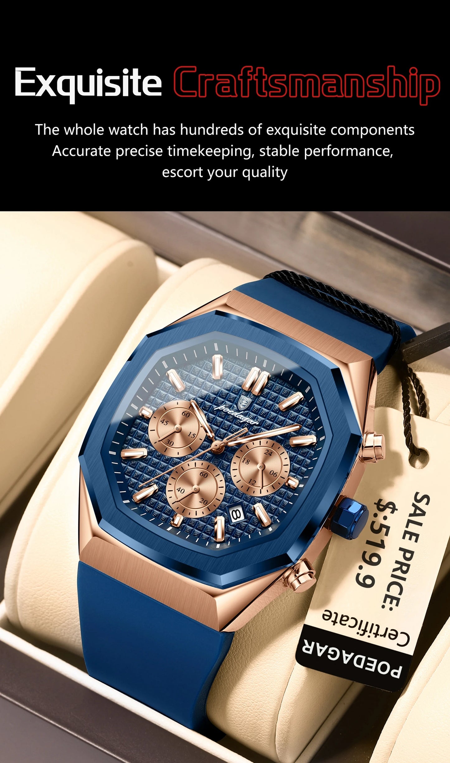 POEDAGAR New Luxury Watches For Men Waterproof Luminous Chronograph Date Man Watch Silicone Strap Fashion Quartz Men Wristwatch