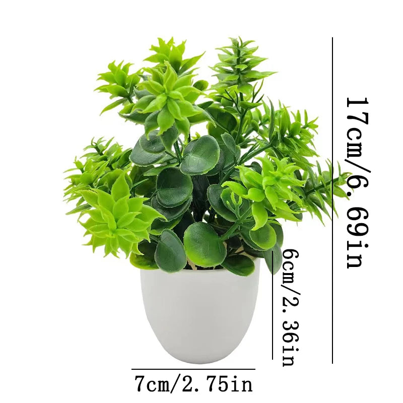 Artificial Plants with Plastics Pots Perfect Greenery for Home DecorationsOffice Desk Living Room and Bedroom Decoration