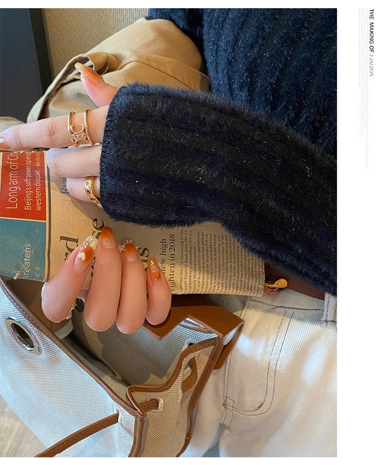 2025 Knitted Pullover Thick Warm Turtleneck Sweater Women Tops Lined Sweater Autumn Winter Streetwear Jersey Knitwear Jumper