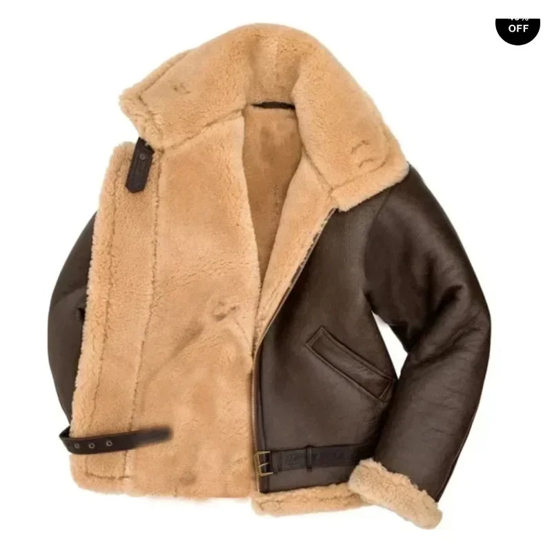 2025 Fur Integrated Men's Jacket Coat with Thickened New Winter Fashion and Casual Faux Leather Fleece Men's Jacket Clothing