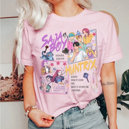 2025 Hot New Saja Boys T-shirts Boys Girls Short Sleeve T-shirt Tops Anime Kpop Demon Hunters T Shirt Gifts Children's Clothing