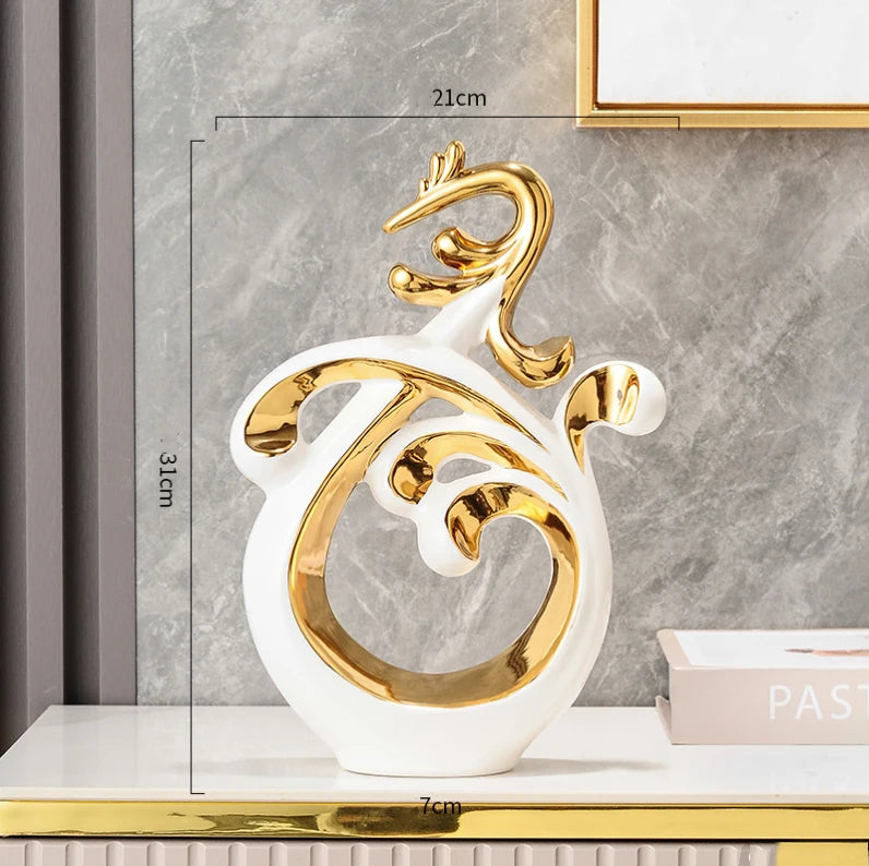 Simple Abstract Phoenix Ceramic Sculpture Home Livingroom Desktop Statue Ornaments Cabinet Table Figurines Decoration Crafts