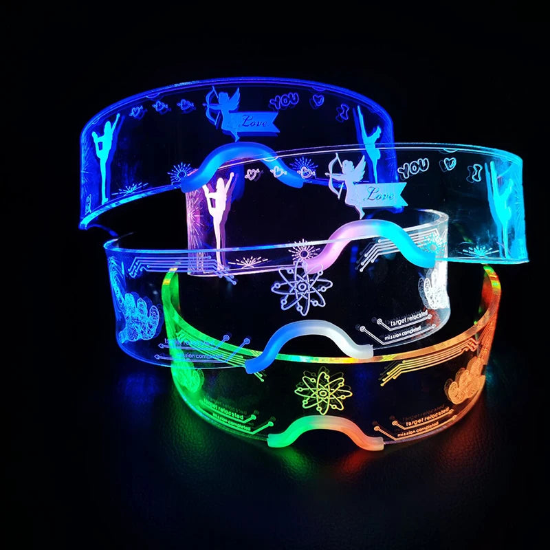 Fashion Luminous Decorative Glasses Neon Light Decoration LED Sunglasses For Nightclub DJ Dance Music Rave Costume Night