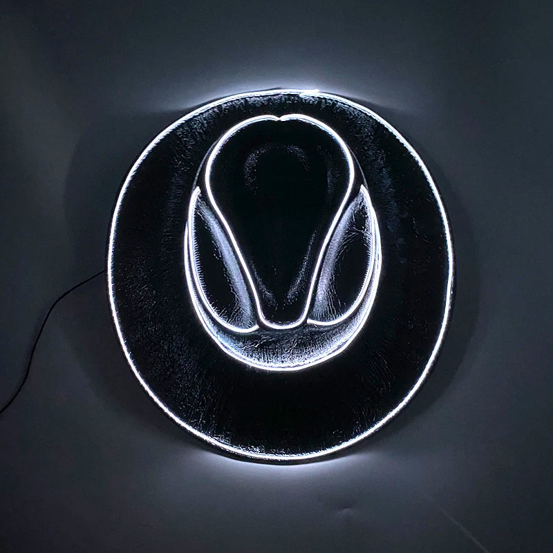 Glowing Decor  Supplies Luminous Cowboy hat  LED Pearlescent Cowboy  Cap Fashion Neon Light Hat For Party