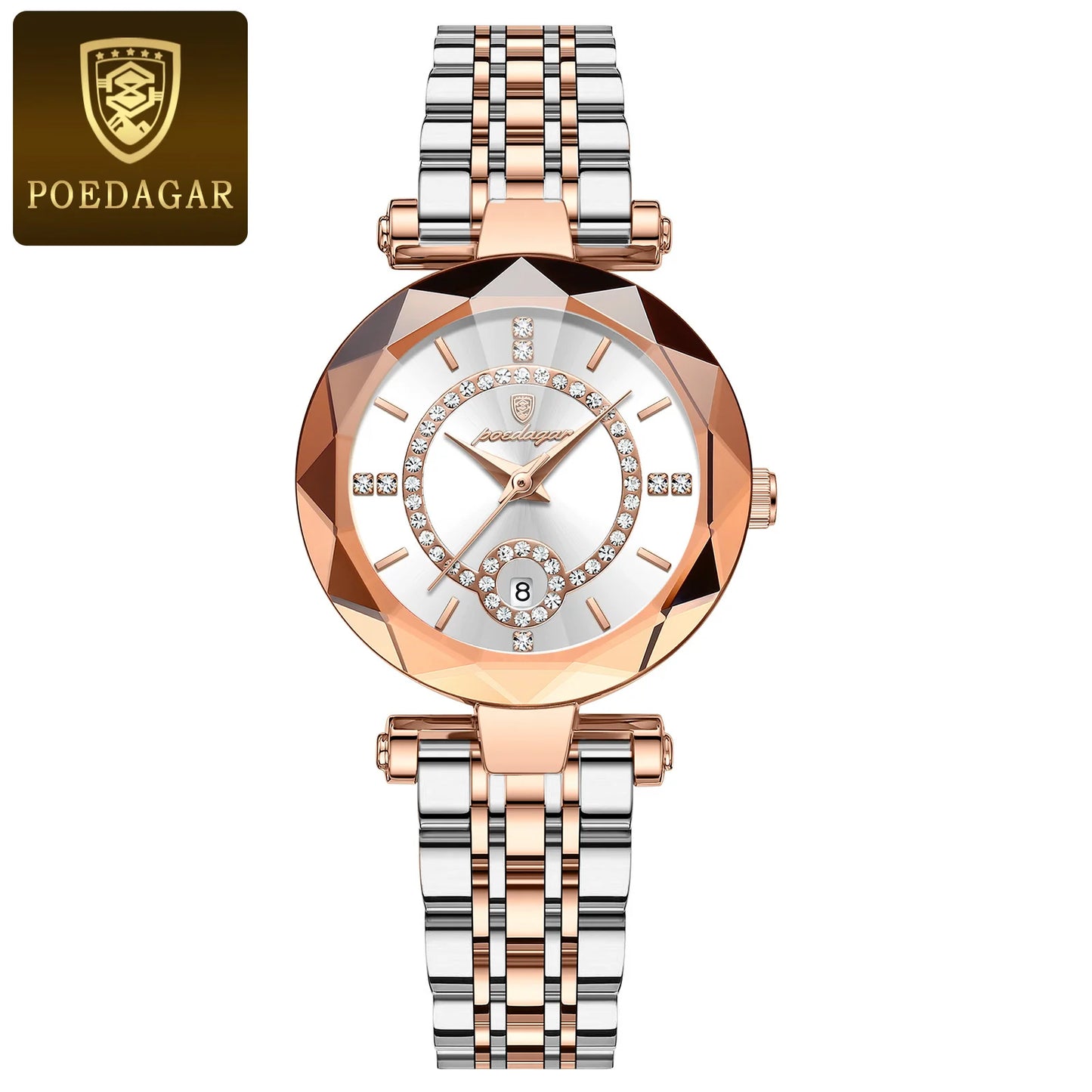 POEDAGAR Luxury Original Watches For Women Waterproof Stainless Steel Date Ladies Watch Diamond Fashion Quartz Woman Watch Reloj