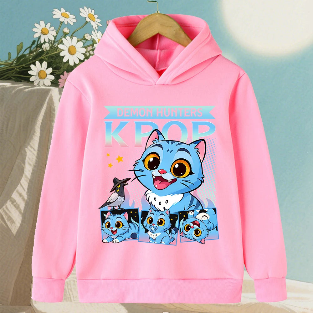 KPop Demon Hunter Rumi Derpy Cartoon Girls Boy Hooded Sweatshirt Warm Children's Wave Fashion Casual Tops Casual Girls Clothing