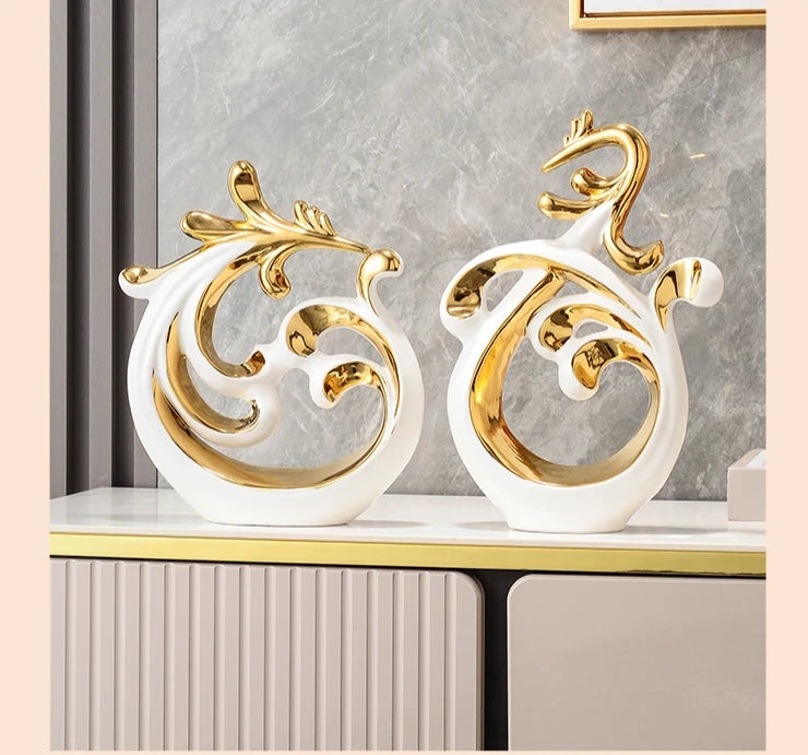 Simple Abstract Phoenix Ceramic Sculpture Home Livingroom Desktop Statue Ornaments Cabinet Table Figurines Decoration Crafts