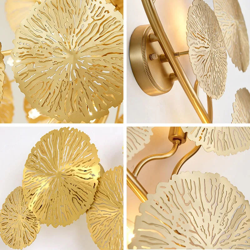 Nordic Modern Minimalist Hardware Lotus Leaf Wall Lamp Bedroom Living Room Study Lighting