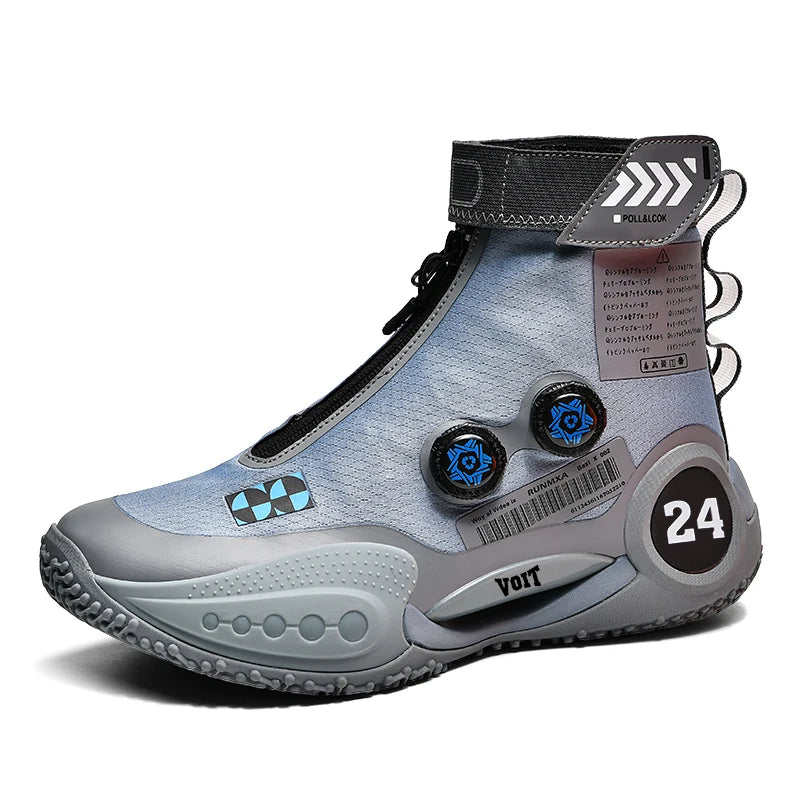 New basketball shoes male high top students wear-resistant outdoor concrete actual combat flying woven breathable combat boots