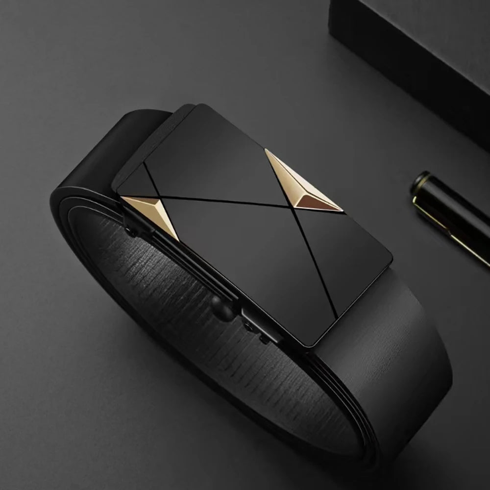 New Men's Automatic Buckle PU Belt Fashion Matching Men's Business Casual Belt Trendy Waist Accessories Wholesale