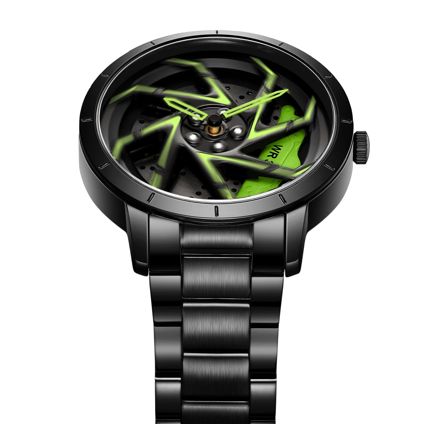 Fashion Hot Sell Car Rim Men Watches Stainless Steel Waterproof Sport Watch 360 Degree Rotating Wheel Rim Dial Quartz Wristwatch