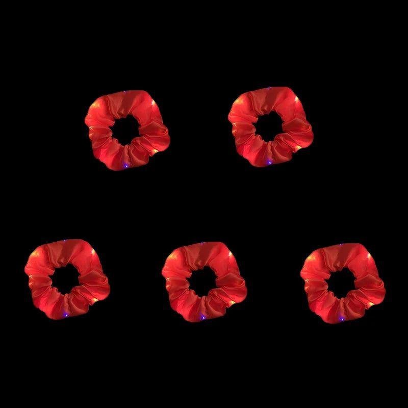 1/10 Pcs LED Luminous Scrunchies Glowing Hairband Girl Light Up Hair Scrunchy Birthday Party Headwear Supplies Hair Accessories